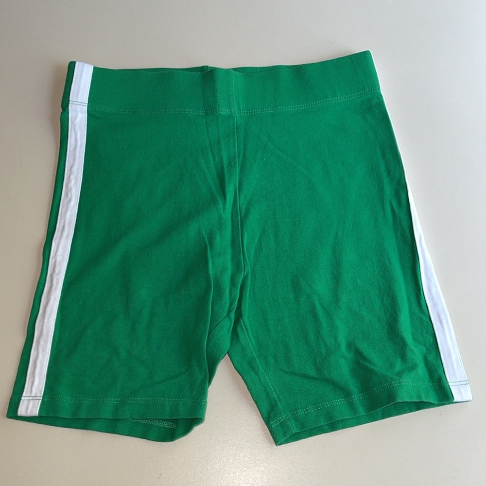Forever 21 Green Bike Shorts w White Stripe